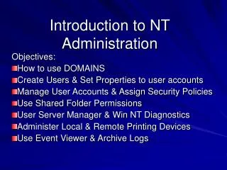 Introduction to NT Administration