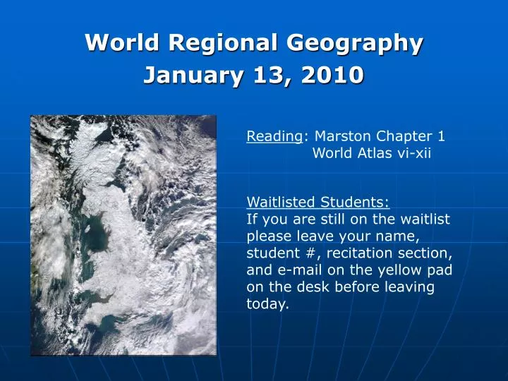 world regional geography january 13 2010