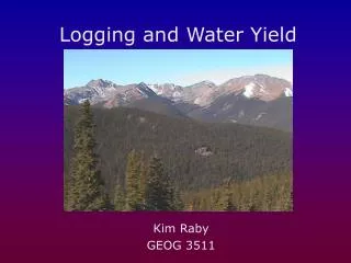 Logging and Water Yield