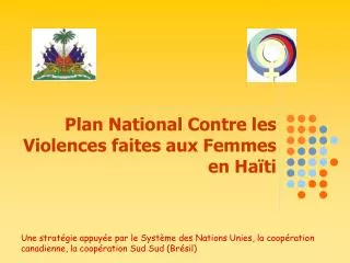 Plan National Contre les Violences faites aux Femmes en Haïti