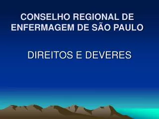 CONSELHO REGIONAL DE ENFERMAGEM DE SÃO PAULO