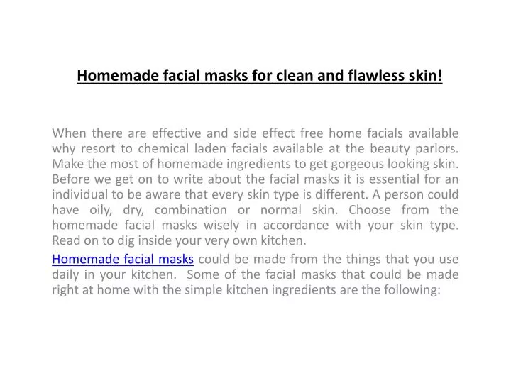 homemade facial masks for clean and flawless skin