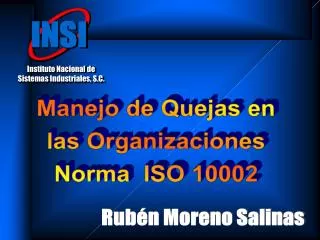 Manejo de Quejas en las Organizaciones Norma ISO 10002