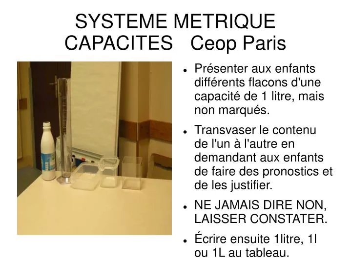 systeme metrique capacites ceop paris