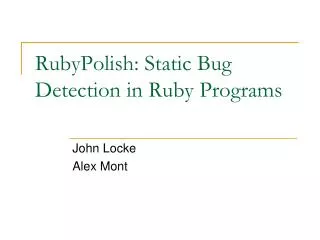 RubyPolish: Static Bug Detection in Ruby Programs