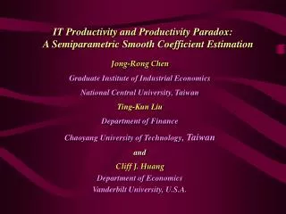 IT Productivity and Productivity Paradox: A Semiparametric Smooth Coefficient Estimation
