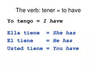 The verb: tener = to have