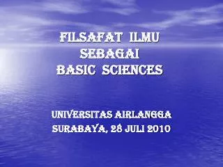 filsafat ilmu sebagai basic sciences