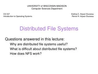 Distributed File Systems