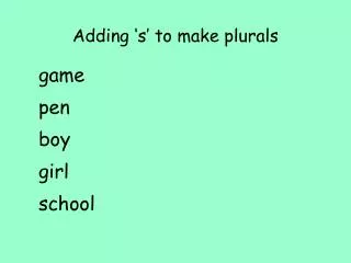 Adding ‘s’ to make plurals