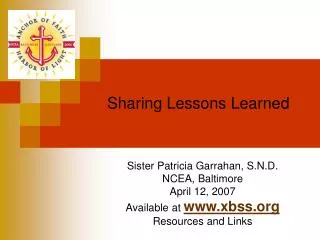 Sharing Lessons Learned