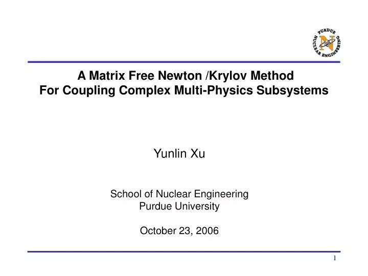a matrix free newton krylov method for coupling complex multi physics subsystems