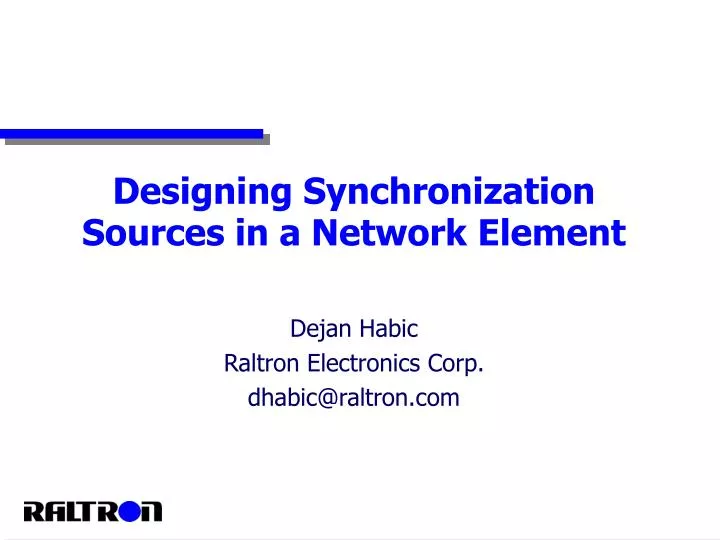 designing synchronization sources in a network element