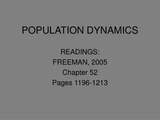 POPULATION DYNAMICS