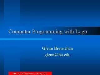Computer Programming with Logo