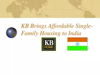 KB Brings Affordable Single-Family Housing to India