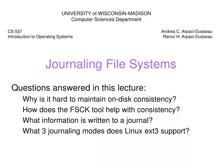 journaling file systems