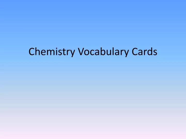 chemistry vocabulary cards