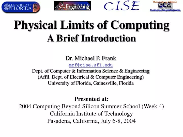 physical limits of computing a brief introduction
