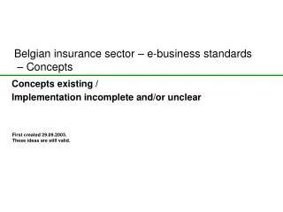 Belgian insurance sector – e-business standards – Concepts