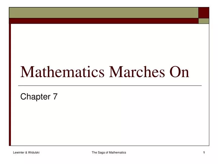 mathematics marches on