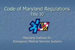 Code of Maryland Regulations Title 30