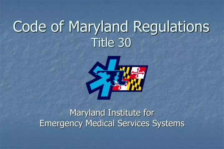 code of maryland regulations title 30