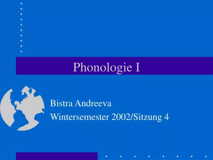 phonologie i