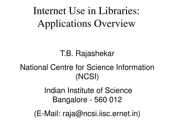internet use in libraries applications overview