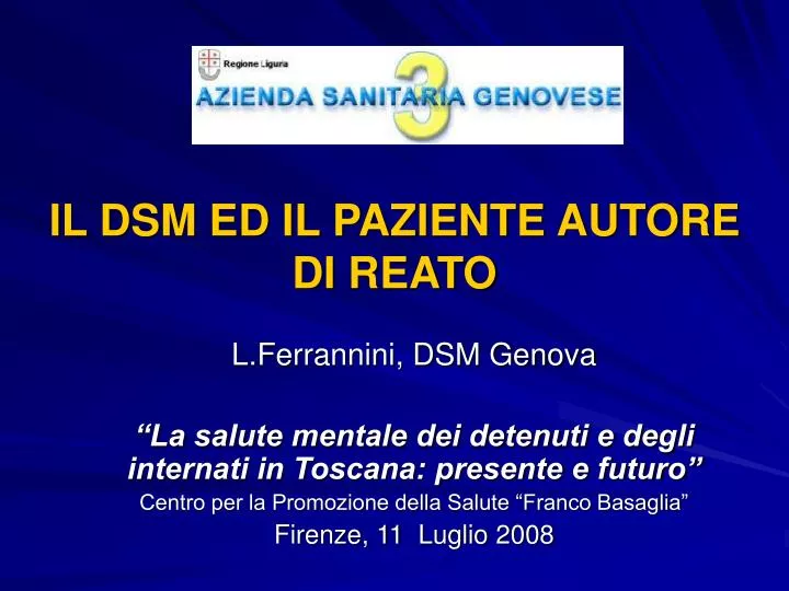 il dsm ed il paziente autore di reato