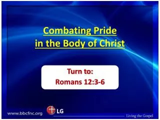 Combating Pride in the Body of Christ