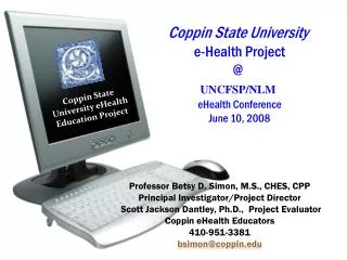 Coppin eHealth Project Goals
