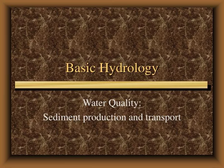 basic hydrology
