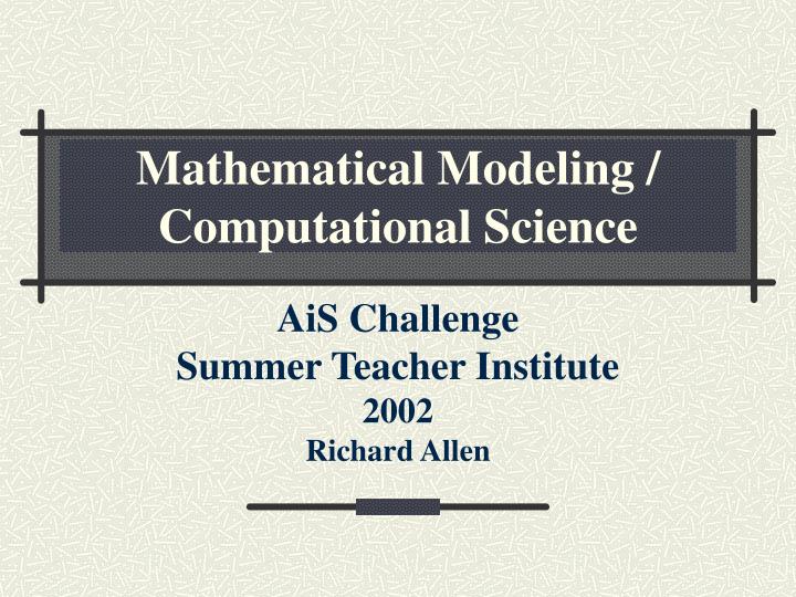 mathematical modeling computational science
