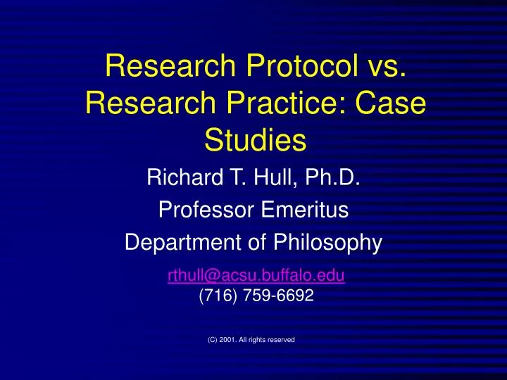 research protocol vs research practice case studies