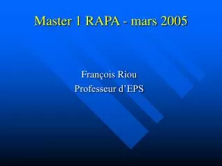 Master 1 RAPA - mars 2005
