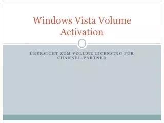 Windows Vista Volume Activation