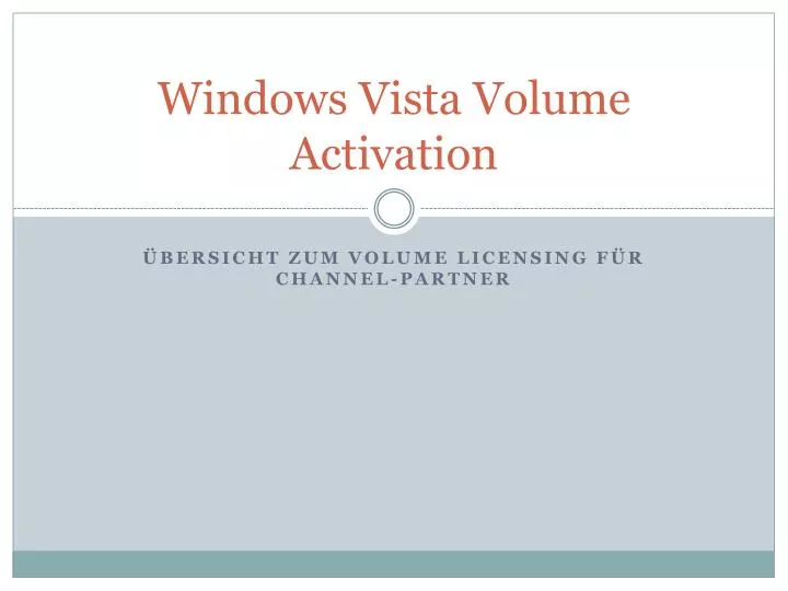 windows vista volume activation