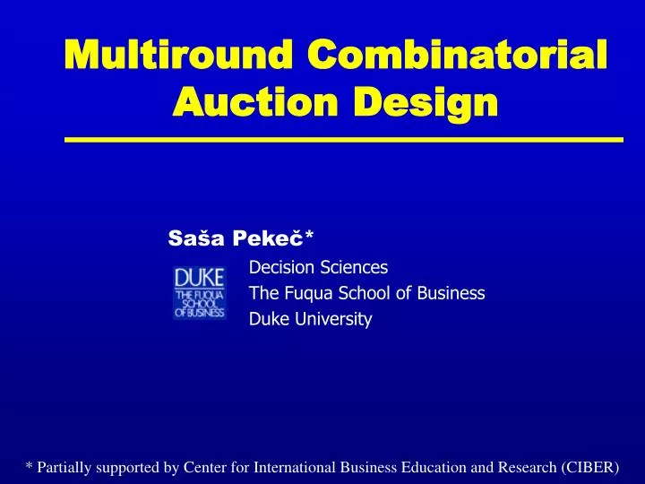 multiround combinatorial auction design