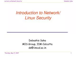 Introduction to Network/ Linux Security