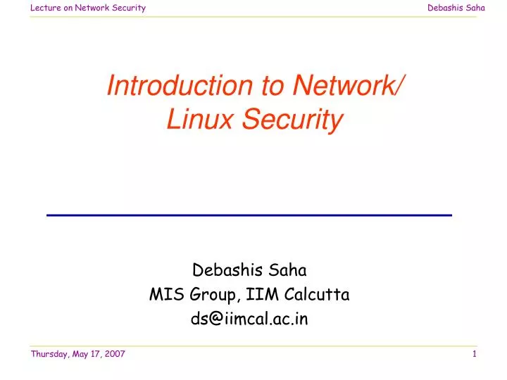 introduction to network linux security