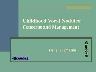 Childhood Vocal Nodules: Concerns and Management