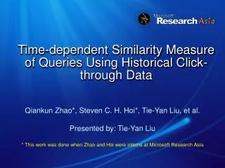 Time-dependent Similarity Measure of Queries Using Historical Click-through Data