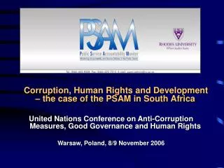 Corruption, Human Rights and Development – the case of the PSAM in South Africa