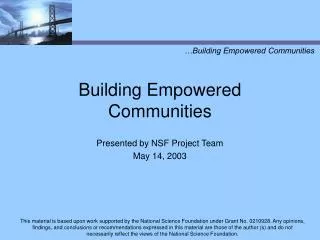 Building Empowered Communities