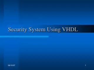 Security System Using VHDL