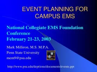EVENT PLANNING FOR CAMPUS EMS