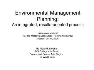 Environmental Management Planning: An integrated, results-oriented process