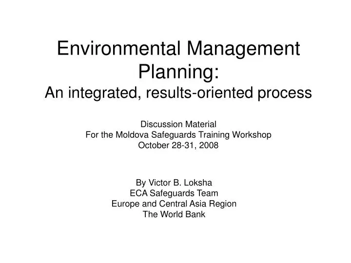 environmental management planning an integrated results oriented process