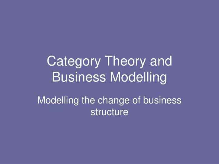 category theory and business modelling